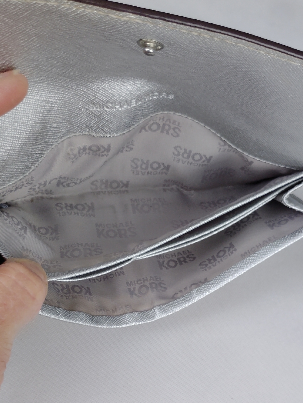 Michael Kors Metallic Silver Saffiano Leather Wallet - Picture 15 of 16